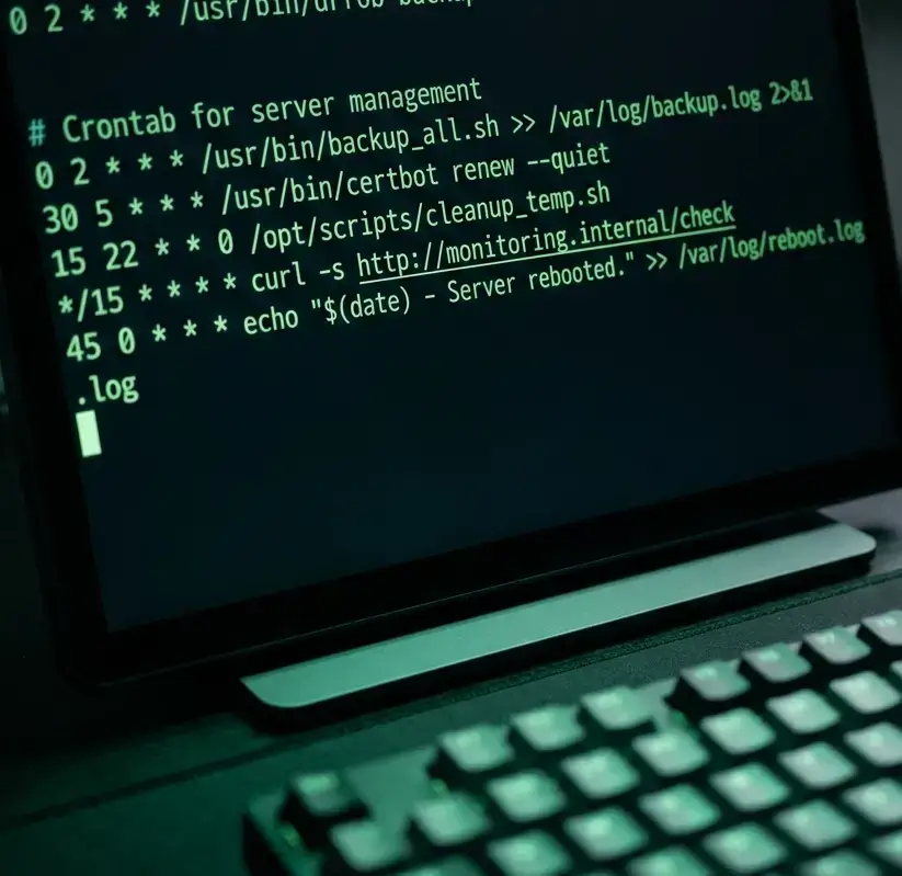 Terminal with cron job configuration code